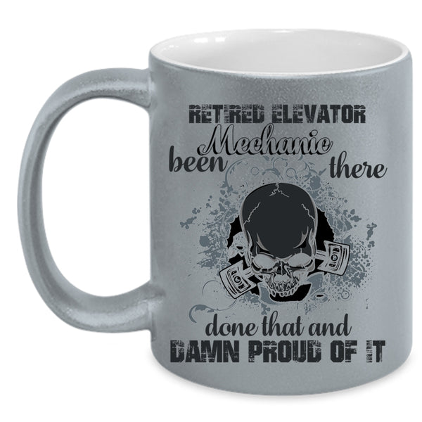 Cool Retirement Coffee Mug, Ritired Elevator Mechanic Accent Mug