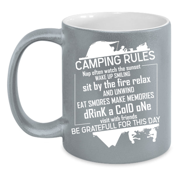 Camping Rules Coffee Mug, Funny Gift For Camper Coffee Cup