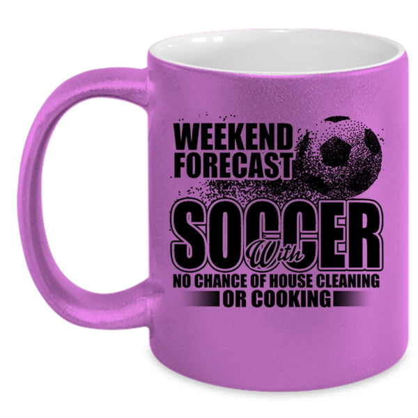 Funny Soccer Coffee Mug, Weekend Forecast Soccer Accent Mug