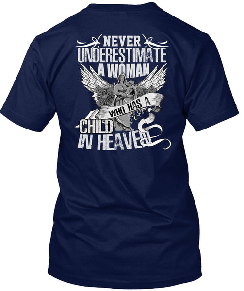 Woman Who Has A Child In Heaven T Shirt, Being A Mom T Shirt