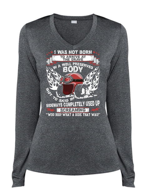 Well Preserved Body T Shirt, Being A Biker T Shirt, Cool Shirt (Ladies LS Heather V-Neck)