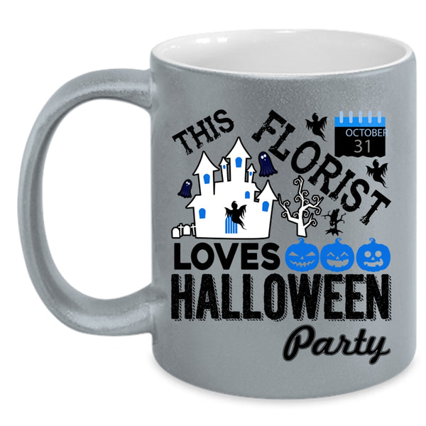 Scary Coffee Mug, This Florist Loves Halloween Party Accent Mug