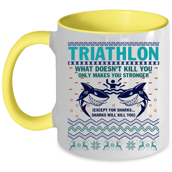 Christmas Gift For Triathlon Coffee Mug, Triathlon Accent Mug