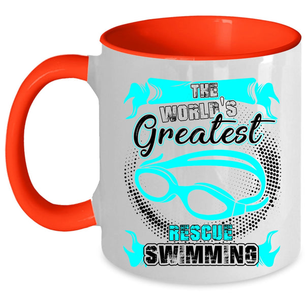 Funny Swimming Coffee Mug, The World's Greatest Rescue Swimming Accent Mug