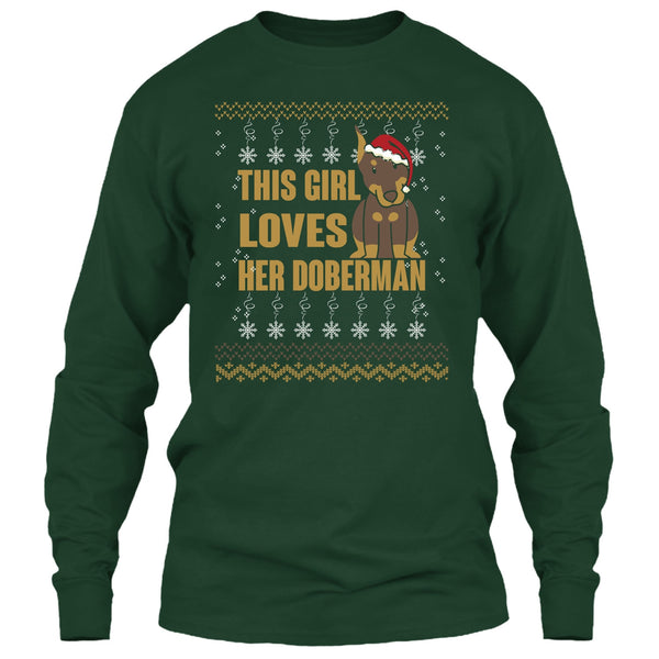 This Girls Loves Her Doberman T Shirt, Merry Christmas T Shirt