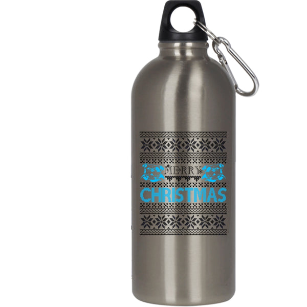 Merry Christmas 20 oz Stainless Steel Bottle,Cute Pit Bull Lovers Outdoor Sports Water Bottle
