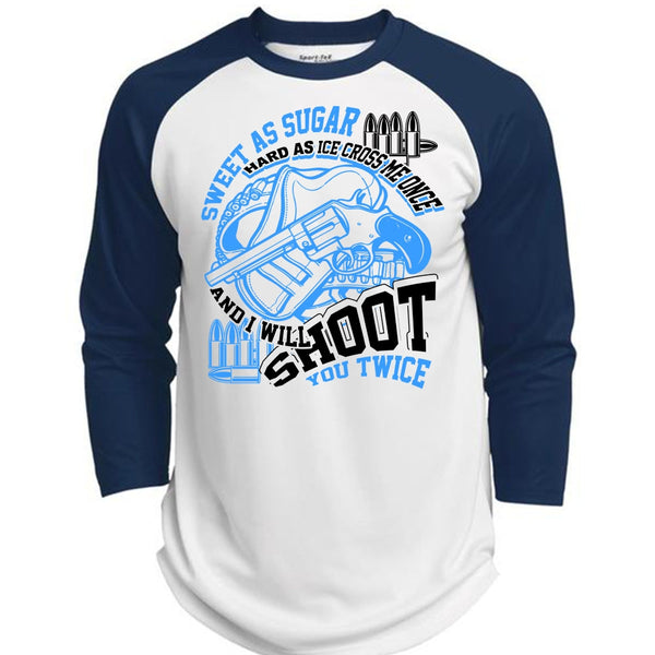 I Will Shoot You Twice T Shirt, I Love Hunting T Shirt, Awesome T-Shirts  (Polyester Game Baseball Jersey)