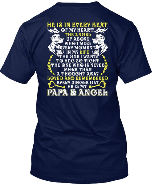He Is In Every Beat Of My Heart T Shirt, Papa And Angel T Shirt