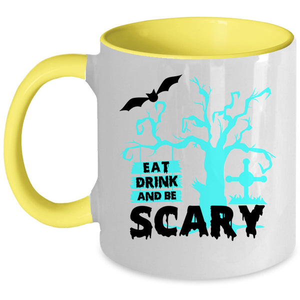 Cool Halloween Coffee Mug, Eat Drink And Be Scary Accent Mug