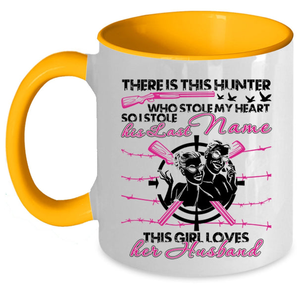 This Girl Loves Her Husband Coffee Mug, This Hunter Stole My Heart Accent Mug