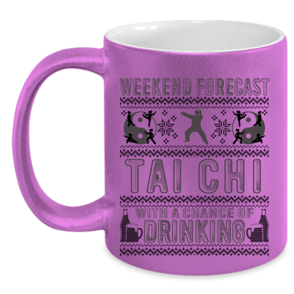 Chance Of Drinking Coffee Mug, Weekend Forecast Tai Chi Accent Mug
