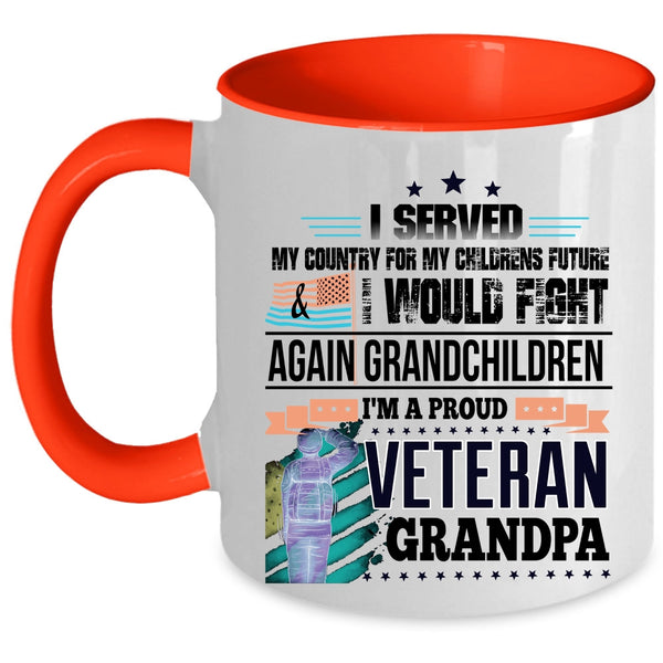 Cool Grandpa Coffee Mug, I'm A Proud Veteran Grandpa Accent Mug