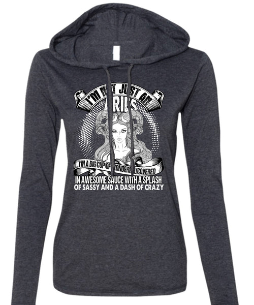 I'm Not Just An Aries T Shirt, Dash Of Crazy T Shirt (Anvil Ladies Ringspun Hooded)