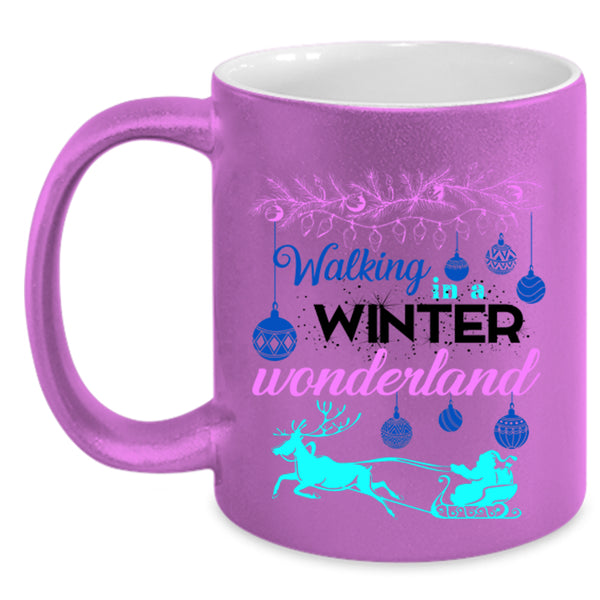 Cute Christmas Coffee Mug, Walking In A Winter Wonderland Accent Mug