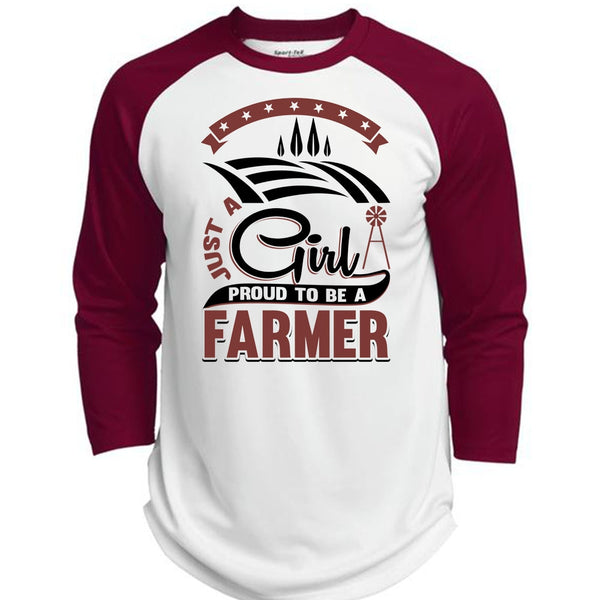 Just A Girl Proud To Be A Farmer T Shirt, I Love Farming T Shirt, Awesome T-Shirts  (Polyester Game Baseball Jersey)