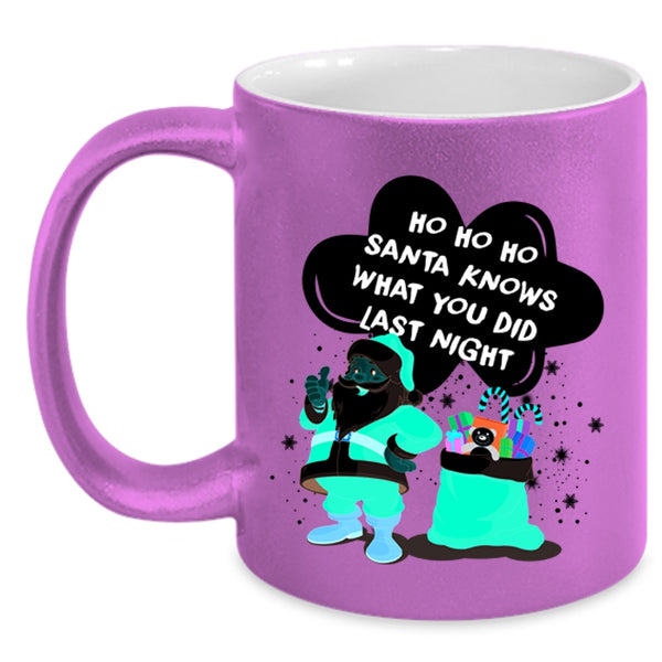 Cute Santa Coffee Mug, Santa Knows What You Did Last Night Accent Mug