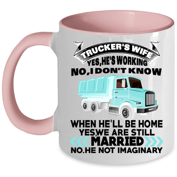 Cool Just Married Coffee Mug, Trucker's Wife Accent Mug