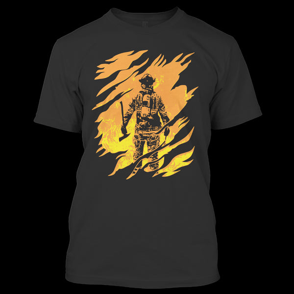 A black t-shirt with the shopify logo