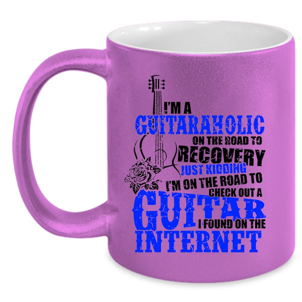 Funny Gift For Guitarist Coffee Mug, I'm A Guitaraholic Accent Mug