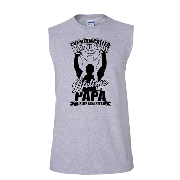 Papa Is My Favorite Name T Shirt, Father's Day Gift Tank Top (Men's Cotton Sleeveless)