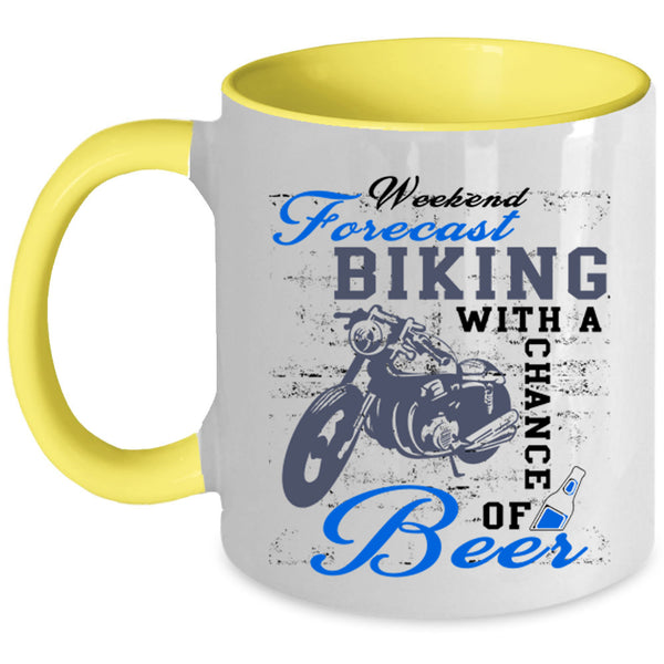 Chance Of Beer Coffee Mug, Weekend Forecast Biking Accent Mug