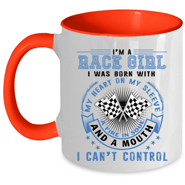 I Was Born With My Heart Coffee Mug, I'm Race Girl Accent Mug