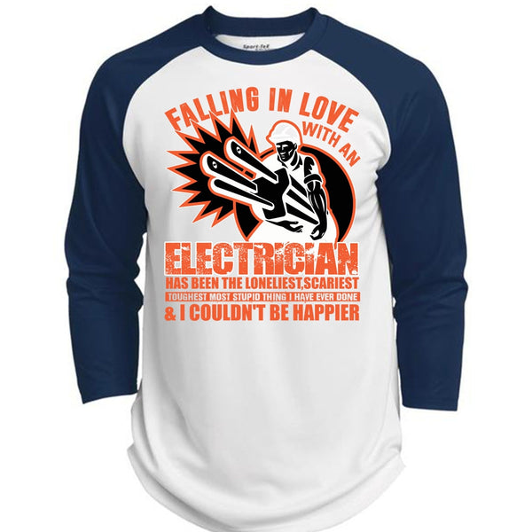 Falling In Love With An Electrician T Shirt, I Love Electrician T Shirt, Awesome T-Shirts  (Polyester Game Baseball Jersey)