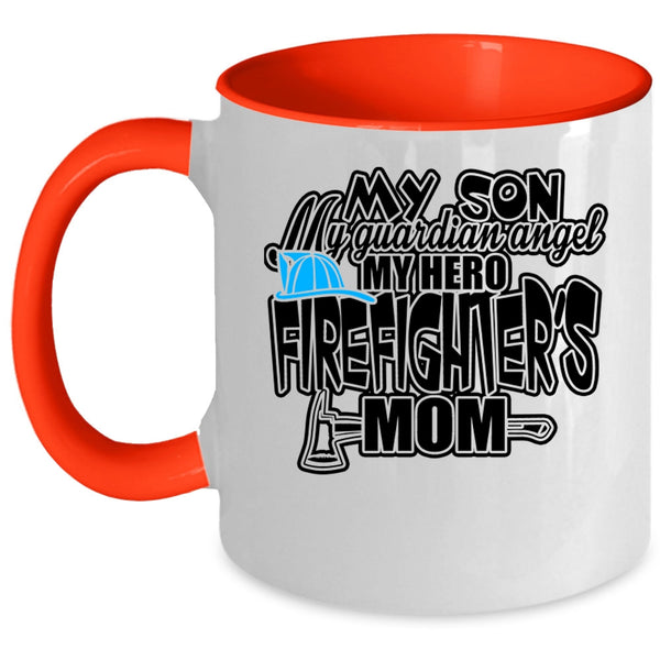 Firefighter's Mom Coffee Mug, My Son My Guardian Angel Accent Mug