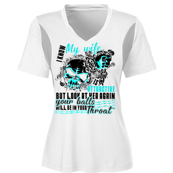 I Know My Wife T Shirt, Being A Wife T Shirt, Cool Shirt (Ladies LS Heather V-Neck)