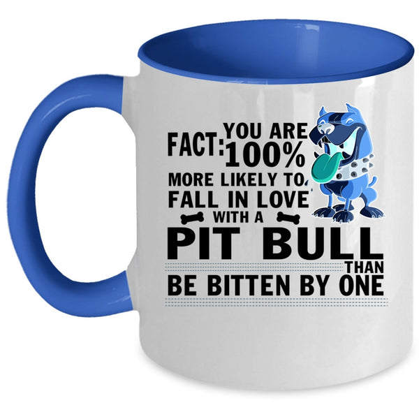 Cute Pitbull Lover Coffee Mug, Fall In Love With A Pit Bull Accent Mug