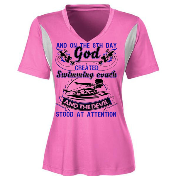 God Created Swimming Coach T Shirt, I Love Swimming T Shirt, Awesome T-Shirts