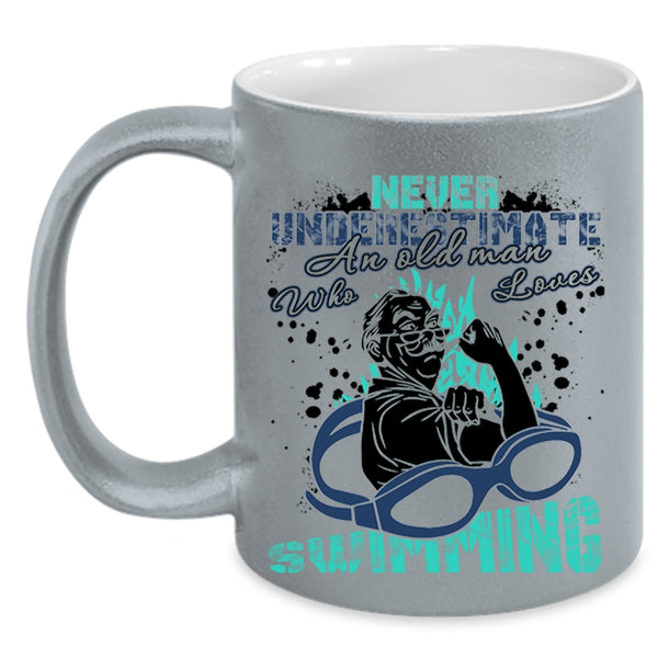 Awesome Grandpa Coffee Mug, An Old Man Loves Swimming Accent Mug