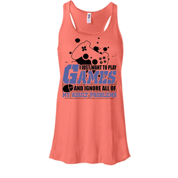 I Just Want To Play Games T Shirt, Coolest Gamer Tank Top