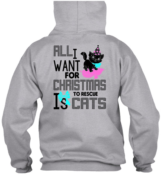 All I Want For Christmas To Rescue Is Cats T Shirt, I Love My Cat T Shirt