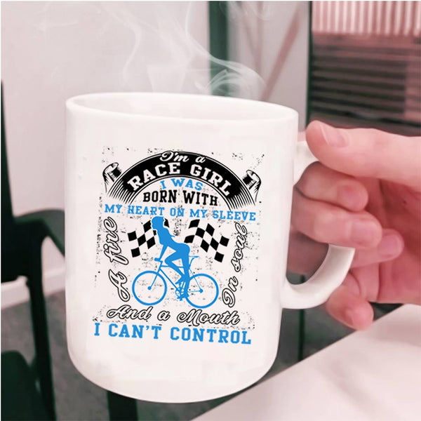 I Was Born With My Heart Coffee Mug, I'm A Race Girl Cup