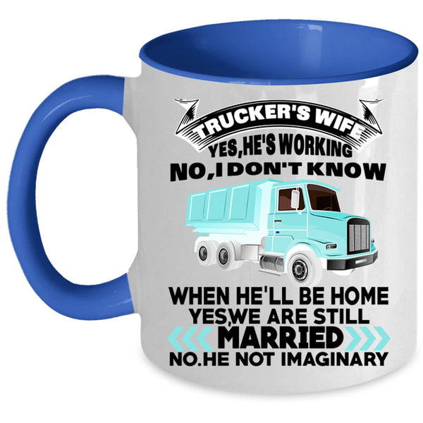 Cool Just Married Coffee Mug, Trucker's Wife Accent Mug