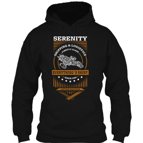 A black t-shirt with the shopify logo