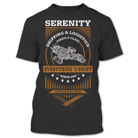 A black t-shirt with the shopify logo