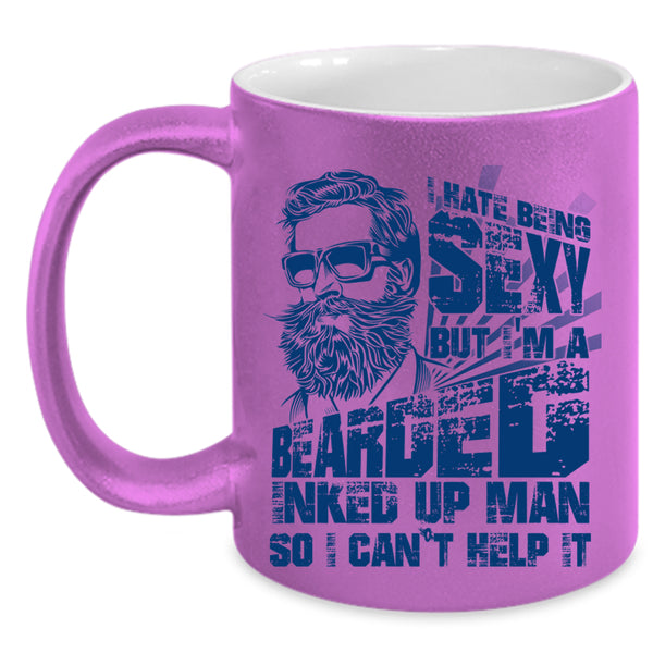 Cool Gift For My Dad Coffee Mug, I'm A Bearded Inked Up Man Accent Mug