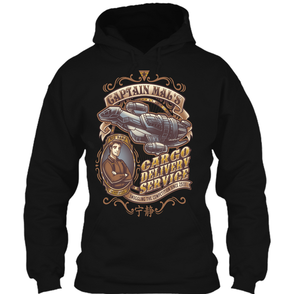 A black t-shirt with the shopify logo