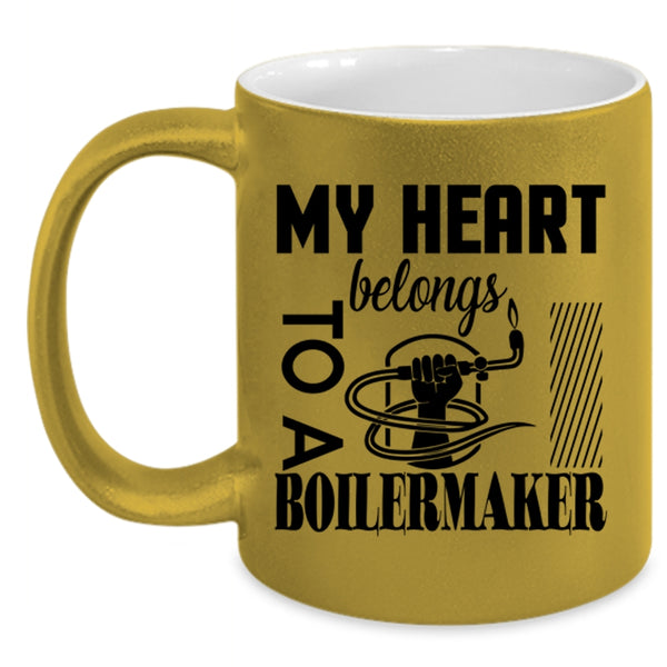 I Love Boilermaker Coffee Mug, My Heart Belongs To A Boilermaker Accent Mug