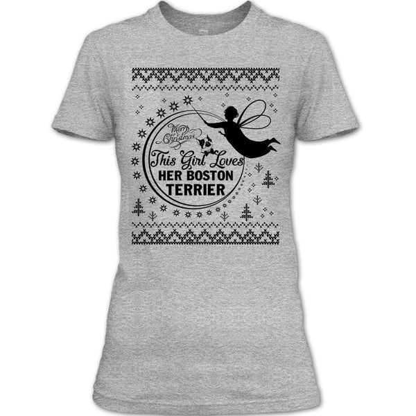 Merry Christmas T Shirt, Coolest Boston Terrier T Shirt