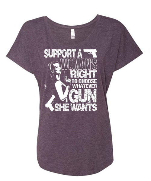 Choose Whatever Gun T Shirt, Support A Woman's Right T Shirt, Cool Shirt (Ladies' Triblend Dolman Sleeve)