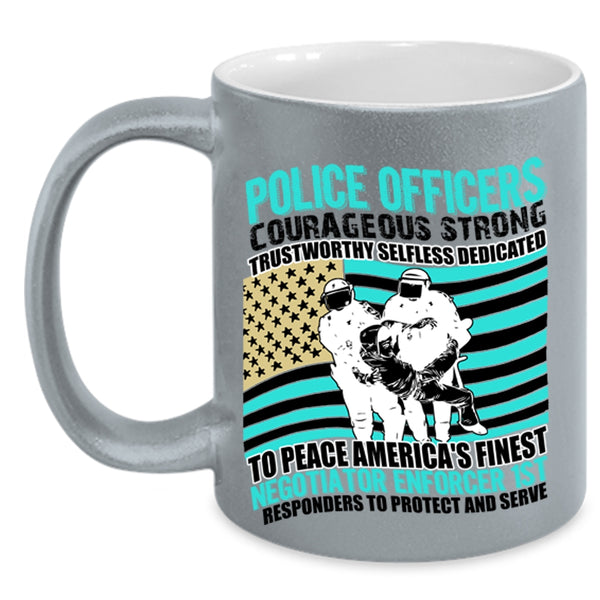 Cute Police Officer Coffee Mug, Police Officers Courageous Strong Accent Mug