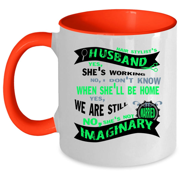 Cool Just Married Coffee Mug, Hair Stylist's Husband Accent Mug