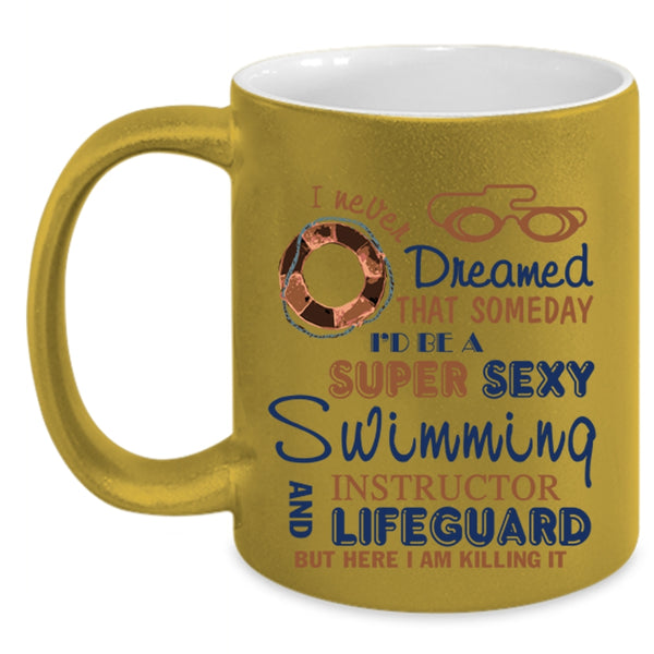 Cool Job Coffee Mug, I'd Be A Swimming Instructor And Lifeguard Accent Mug