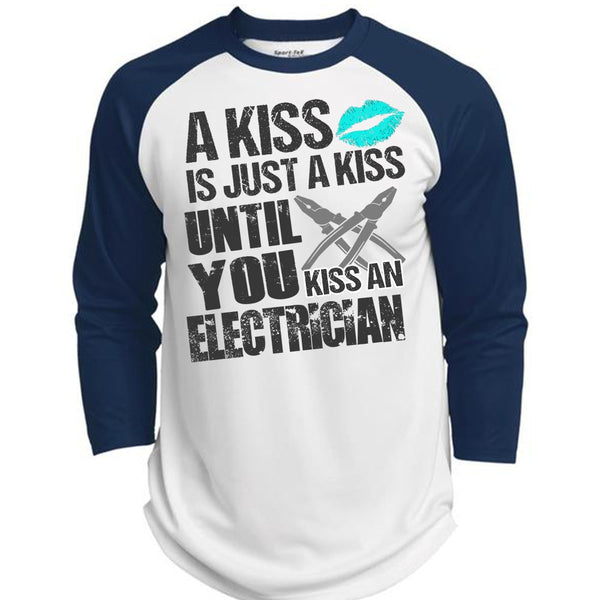 Kiss An Electrician T Shirt, A Kiss T Shirt, Awesome T-Shirts  (Polyester Game Baseball Jersey)