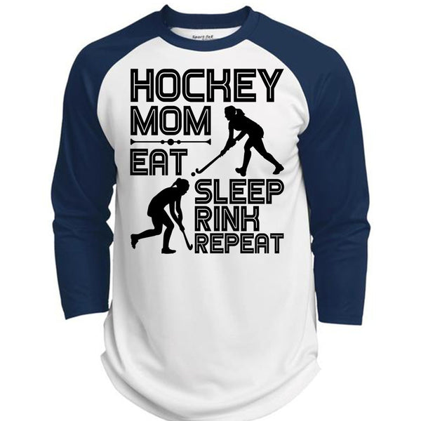 Hockey Mom Eat Sleep Rink Repeat T Shirt, I Love Hockey T Shirt, Awesome T-Shirts  (Polyester Game Baseball Jersey)
