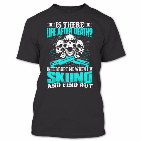 A black t-shirt with the shopify logo