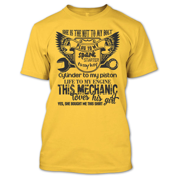 She Is The Nut To My Bolt T Shirt, Coolest Mechanic Husband T Shirt